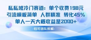 私域冷门赛道单个收费198米引流模板简单人群精准 45%的转化率单人一天大概收益多张-水滴知识网