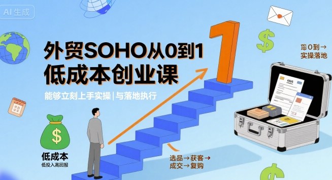 外贸SOHO从0到1低成本创业课，能够立刻上手实操与落地执行-水滴知识网