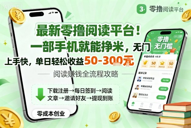 最新零撸阅读平台!一部手机就能挣米,无门槛上手快,单日轻松收益50-3张【揭秘】-水滴知识网