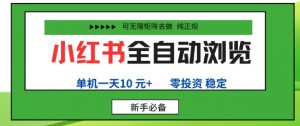 小红书全自动浏览项目，零投资，全程手机去跑，单账号一天10米+，可无限矩阵去做【揭秘】-水滴知识网