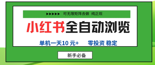 小红书全自动浏览项目,零投资,全程手机去跑,单账号一天10米+,可无限矩阵去做【揭秘】-水滴知识网