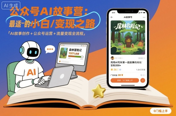 公众号ai故事营，最适合小白的自媒体变现之路-水滴知识网