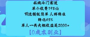 私域冷门赛道:单个收费198米引流模板简单人群精准转化45%单人一天大概收益是1k+-水滴知识网