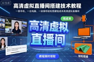 高清虚拟直播间搭建技术教程，一部手机、一台电脑、一块绿布轻松搭建低成本高清虚拟直播间-水滴知识网
