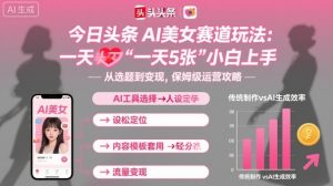 今日头条AI美女赛道玩法，一天轻松5张，小白轻松上手-水滴知识网