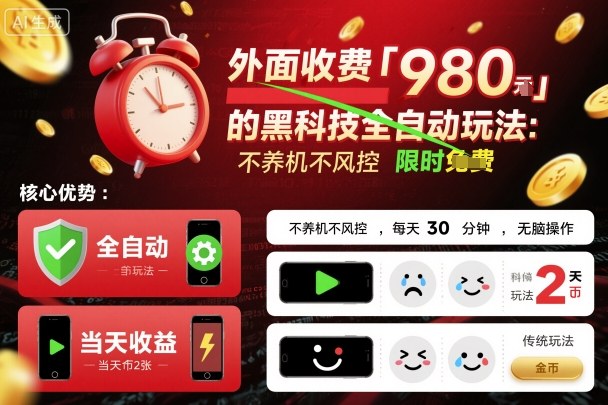 外面收费980的黑科技全自动玩法,不养机不风控,每天30分钟,无脑操作,当天收益2张【揭秘】-水滴知识网