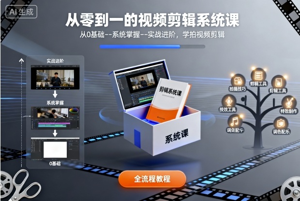 从零到一的视频剪辑系统课,从0基础–系统掌握–实战进阶,学拍视频剪辑-水滴知识网