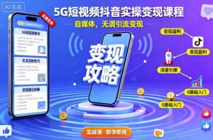 5G短视频抖音实操变现课程,自媒体,无谓引流变现-水滴知识网
