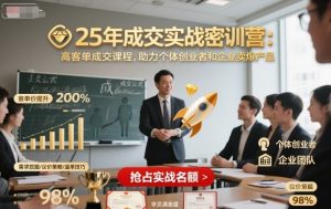 25年成交实战密训营，高客单成交课程，助力个体创业者和企业卖爆产品-水滴知识网