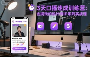 3天口播速成训练营，会搞钱的设计师IP系列实战课-水滴知识网