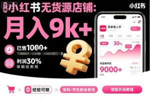 小红书无货源店铺项目,简单易上手,月入9k+,保姆级教程-水滴知识网