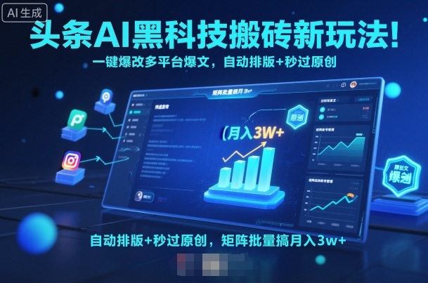 头条AI黑科技搬砖新玩法！一键爆改多平台爆文，自动排版+秒过原创，矩阵批量搞月入3w+【揭秘】-水滴知识网