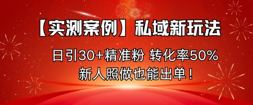 【实测案例】私域新玩法,日引30+精准粉,转化率50%,新人照做也能出单!-水滴知识网