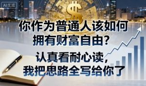 付费文章：你作为普通人该如何拥有财富自由？认真看耐心读，我把思路全写给你了-水滴知识网
