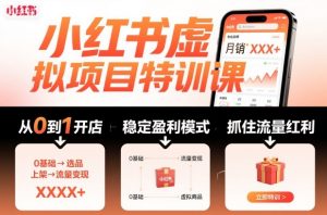 小红书虚拟项目特训课,帮你从0到1打造稳定盈利的店铺,抓住流量红利(更新9月)-水滴知识网