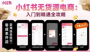 小红书无货源电商,入门到精通,开店+选品+笔记+剪辑+赛道+内容-水滴知识网