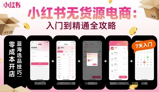 小红书无货源电商,入门到精通,开店+选品+笔记+剪辑+赛道+内容-水滴知识网