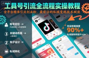 工具号引流全流程保姆级实操教程，全平台精准引流创业粉，最前沿的私域变现技术赋能-水滴知识网