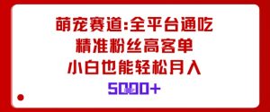 萌宠赛道，全平台通吃，精准粉丝高客单，小白也能轻松月入5k-水滴知识网