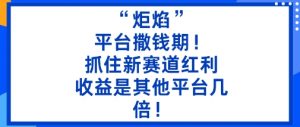 “炬焰”：平台撒钱期！抓住新赛道红利，5分钟二创内容，收益是其他平台几倍！-水滴知识网