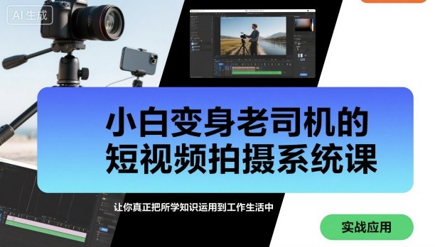 小白变身老司机的短视频拍摄系统课,让你真正把所学知识运用到工作生活中-水滴知识网