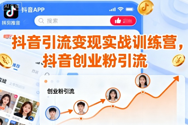 抖音引流变现实战训练营,抖音创业粉引流-水滴知识网
