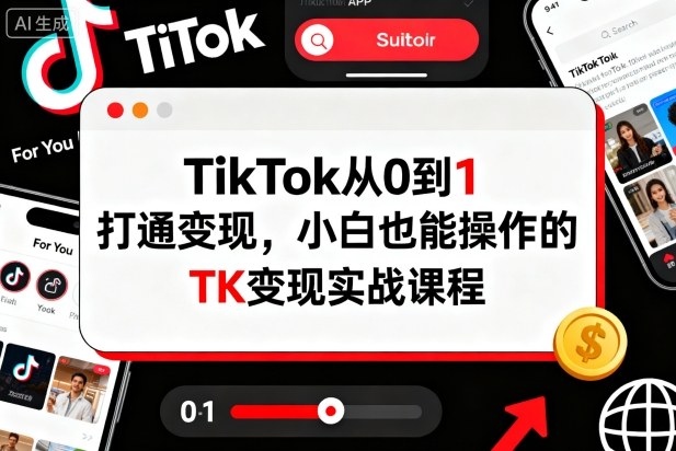 TikTok从0到1打通变现,小白也能操作的TK变现实战课程-水滴知识网