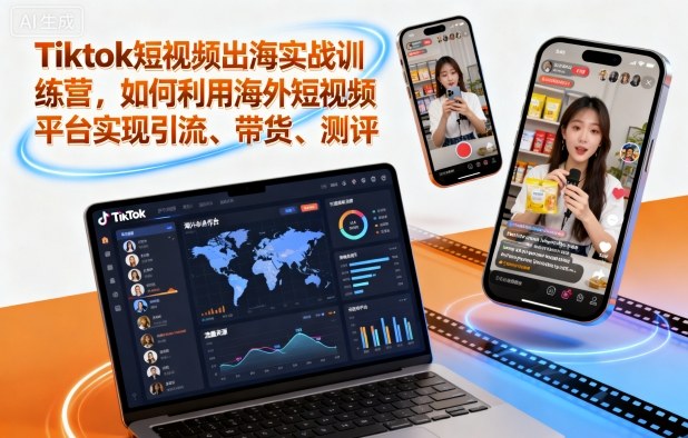 Tiktok短视频出海实战训练营，如何利用海外短视频平台实现引流、带货、测评-水滴知识网