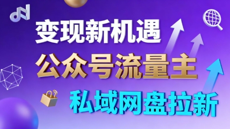 公众号流量主+私域网盘拉新,多方式变现,简单易上手,当天就有收益-水滴知识网