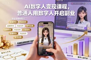 AI数字人变现课程,普通人用数字人开启副业-水滴知识网