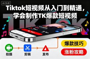 Tiktok短视频从入门到精通，学会制作TK爆款短视频-水滴知识网