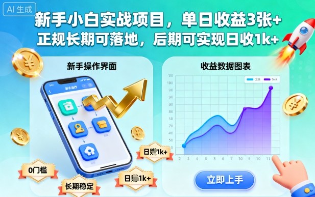新手小白实战项目，单日收益3张+，正规长期可落地，后期可实现日收1k+【揭秘】-水滴知识网