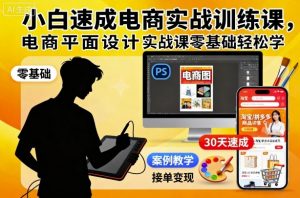 小白速成电商实战训练课,电商平面设计实战课零基础轻松学-水滴知识网