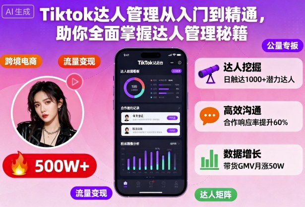 Tiktok达人管理从入门到精通,助你全面掌握达人管理秘籍-水滴知识网
