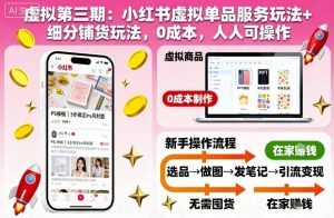 虚拟第三期:小红书虚拟单品服务玩法+细分铺货玩法,0成本,人人可操作-水滴知识网