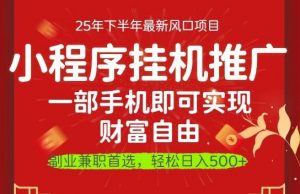 一部手机即可实现财富自由,微信小程序推广最新玩法教学,操作简单容易上手【揭秘】-水滴知识网