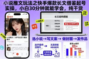 小说推文玩法之快手爆款长文借鉴起号实操，小白30分钟就能学会，纯干货-水滴知识网