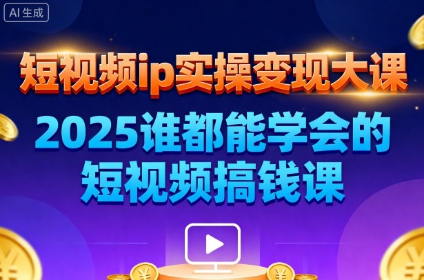短视频ip实操变现大课,7月26-27日广州站线下课,2025谁都能学会的短视频搞钱课-水滴知识网