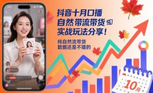 抖音十月口播自然流带货实战玩法分享，纯自然流带货，数据还是不错的-水滴知识网