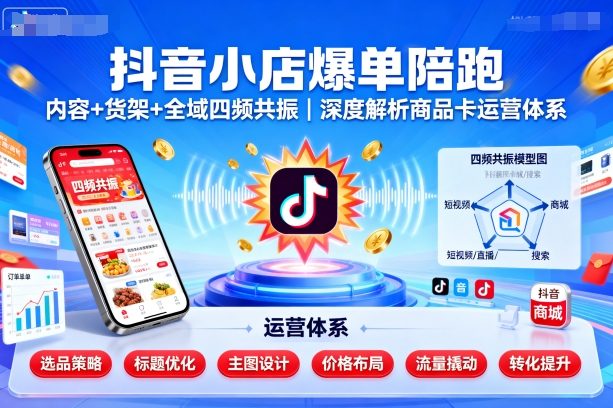抖音小店爆单陪跑,内容+货架+全域四频共振,深度解析抖音商品卡运营体系(更新)-水滴知识网