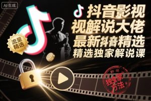 抖音影视解说大佬最新抖音进精选和独家方法，精选独家解说课-水滴知识网