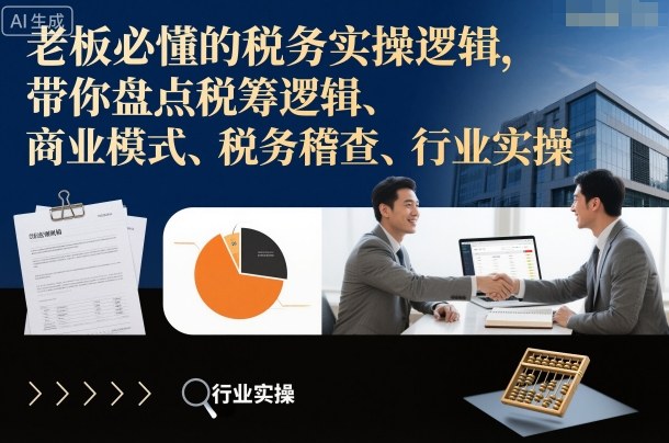 老板必懂的税务实操逻辑，带你盘点税筹逻辑、商业模式、税务稽查、行业实操-水滴知识网