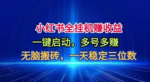 小红书全自动掘金项目，一键启动，无脑搬砖，一天稳定三位数【揭秘】-水滴知识网