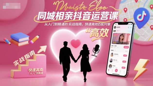 同城相亲抖音运营课,从入门到精通的实战指南,快速高效匹配对象-水滴知识网