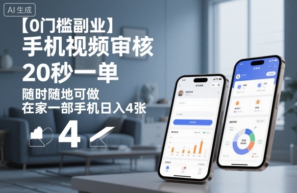 【0门槛副业】手机视频审核,20秒一单,随时随地可做,在家一部手机日入4张【揭秘】-水滴知识网