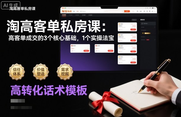 淘高客单私房课：高客单成交的3个核心基础，1个实操法宝-水滴知识网