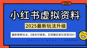 小红书虚拟资料项目:最新搜索流变现玩法,0成本简单可复制,一人多店打法,新手也可轻松日入5张+-水滴知识网