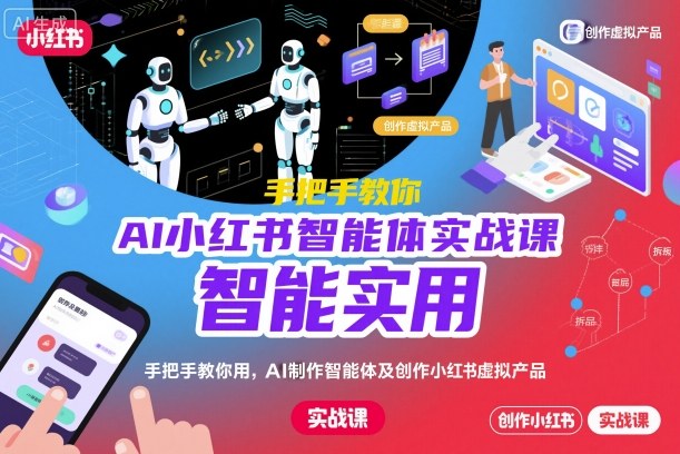 AI小红书智能体实战课,手把手教你用AI制作智能体及创作小红书虚拟产品,提效+内容商业化-水滴知识网