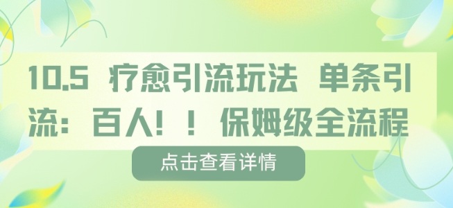 疗愈引流玩法,单条引流百人,保姆级全流程-水滴知识网