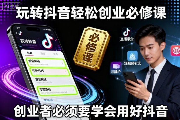 玩转抖音轻松创业必修课,创业者必须要学会用好抖音-水滴知识网